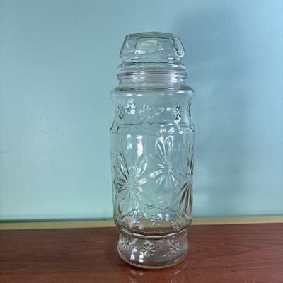1980 Planters Peanuts Starburst Glass Jar Vintage Storage Canister Candy Jar