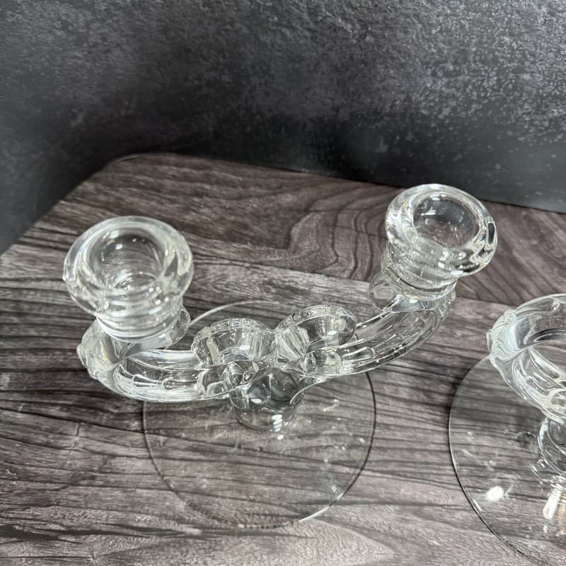 Vintage Fostoria Century Manganese Glass Double Candelabra Candlestick Holders - - Thumbnail 6