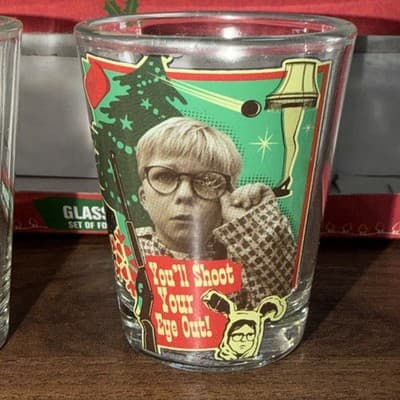 A Christmas Story Glassware Set Of 4 1.5 oz Glasses Silver Buffalo Shot Glass - Thumbnail 4