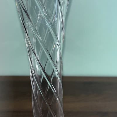 Antique Dugan Clear Glass Twisted Rib Vase Spiralex 12” Swung Drip Look - Thumbnail 7