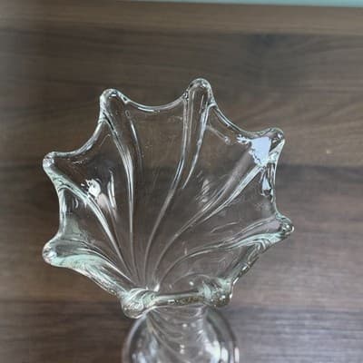 Antique Dugan Clear Glass Twisted Rib Vase Spiralex 12” Swung Drip Look - Thumbnail 10