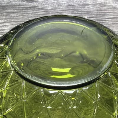Vintage Green Glass Bowl "Quilted Duette" Produced From The 1950s To The 1970s. - Thumbnail 11