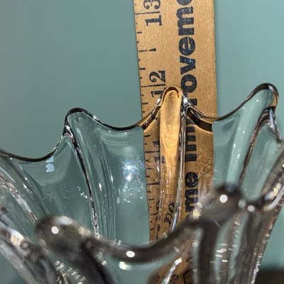 Antique Dugan Clear Glass Twisted Rib Vase Spiralex 12” Swung Drip Look - Thumbnail 14