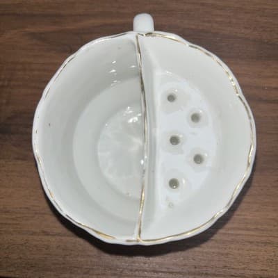 Vintage Antique Shaving Scuttle Mug Short Cup Porcelain Floral White - Thumbnail 7