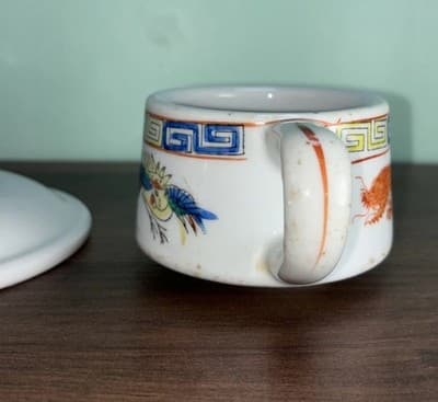 Vintage F.S. Louie Berkeley Oregon Tea Cup Saucer Coffee Mug Dragon Peacock Chip - Thumbnail 15