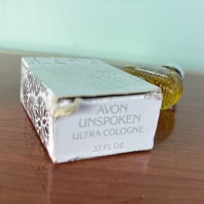 Vintage Avon UNSPOKEN Ultra Perfume Cologne .33 fl Oz NOS Mini Bottle Full - Thumbnail 4