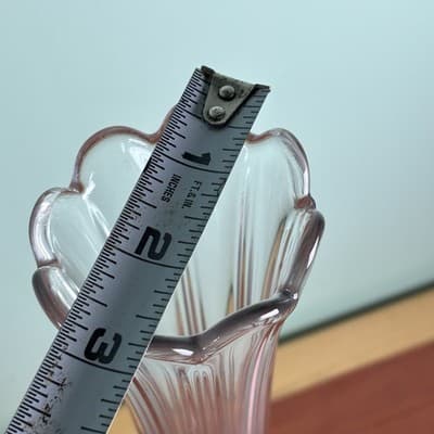 Vintage MCM Tall 13.5” Clear Ribbed Swung Stretched Glass Floor Vase Glows #3 - Thumbnail 9
