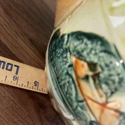 Antique Roseville Yellow ware Woodlands pitcher ca. 1900 glazed farm scene - Thumbnail 18