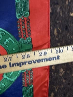 Vintage Scarf Head-wrap 30 X 30” Square 80’s Indistria Crests Red Green Yello - Thumbnail 13