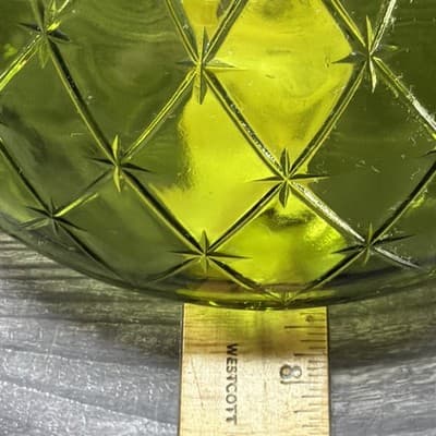 Vintage Green Glass Bowl "Quilted Duette" Produced From The 1950s To The 1970s. - Thumbnail 12