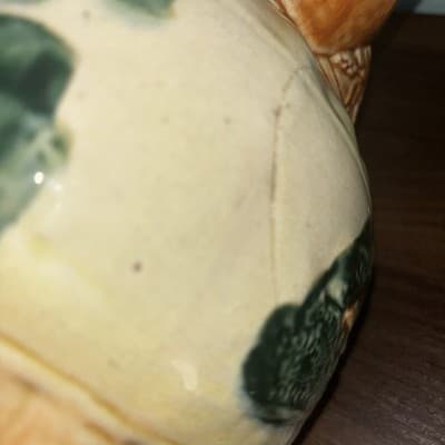 Antique Roseville Yellow ware Woodlands pitcher ca. 1900 glazed farm scene - Thumbnail 13