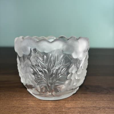 Mikasa Crystal Frosted Christmas Tree Winter Tea Light Votive Candle Holder 3” - Thumbnail 2