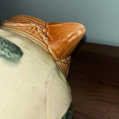 Antique Roseville Yellow ware Woodlands pitcher ca. 1900 glazed farm scene - Thumbnail 12