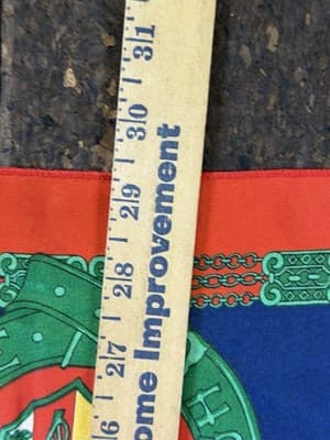 Vintage Scarf Head-wrap 30 X 30” Square 80’s Indistria Crests Red Green Yello - Thumbnail 12