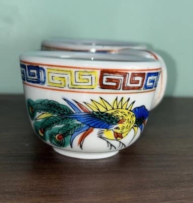 Vintage F.S. Louie Berkeley Oregon Tea Cup Saucer Coffee Mug Dragon Peacock Chip - Thumbnail 16