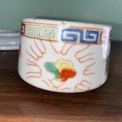 Vintage F.S. Louie Berkeley Oregon Tea Cup Saucer Coffee Mug Dragon Peacock Chip - Thumbnail 13