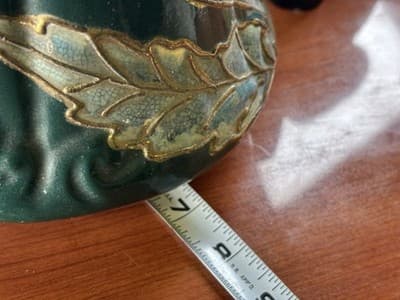 Antique 15 1/4” Porcelain Hand Painted Flowers Pitcher Tankard Raised Gold Vtg - Thumbnail 17