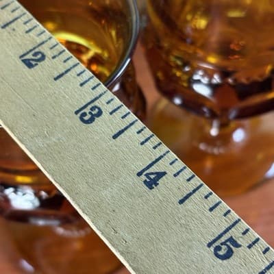 6 Vtg Indiana Kings Crown Amber Glass Thumbprint Cocktail Water Goblet 5 3/4" - Thumbnail 13
