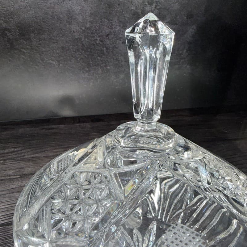 Vintage Action German Lead Crystal Tri-Footed Candy Dish with Lid - Thumbnail 7
