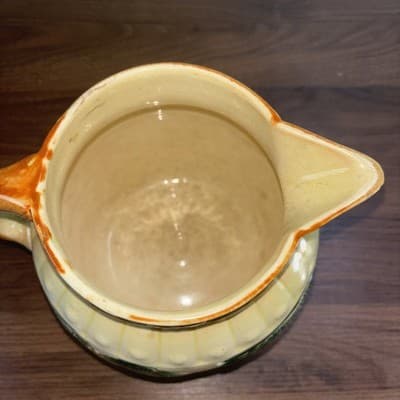Antique Roseville Yellow ware Woodlands pitcher ca. 1900 glazed farm scene - Thumbnail 14