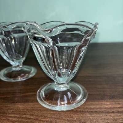 Vintage Anchor Hocking Clear Glass Dessert Sundae Dishes ~ Set of 4- perfect - Thumbnail 5