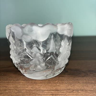 Mikasa Crystal Frosted Christmas Tree Winter Tea Light Votive Candle Holder 3” - Thumbnail 4
