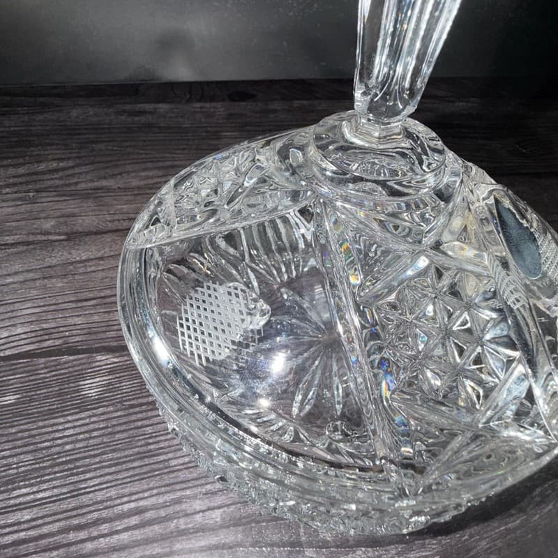 Vintage Action German Lead Crystal Tri-Footed Candy Dish with Lid - Thumbnail 13