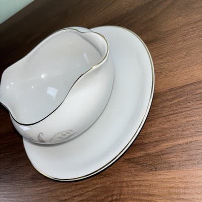 Vintage Kaysons Fine China Golden Rhapsody 1961 Gravy Bowl with Plate - Thumbnail 3