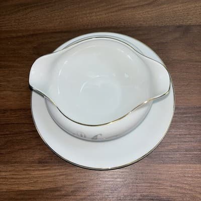 Vintage Kaysons Fine China Golden Rhapsody 1961 Gravy Bowl with Plate - Thumbnail 2