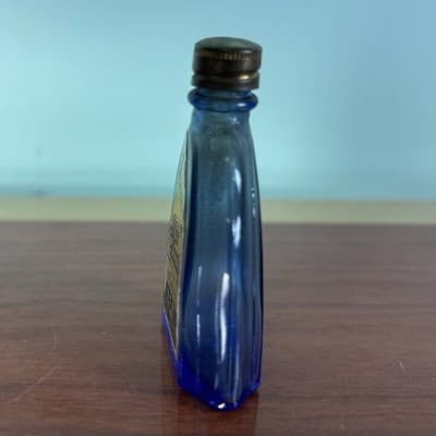 Blue Danube Perfume Vijon 1/4 Fl. Oz Bottle Cobalt Blue 2 1/4 Inch Empty Vintage - Thumbnail 4