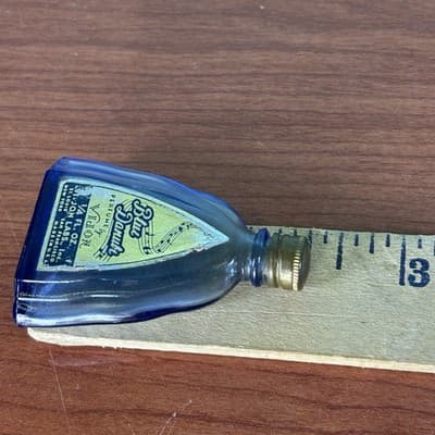 Blue Danube Perfume Vijon 1/4 Fl. Oz Bottle Cobalt Blue 2 1/4 Inch Empty Vintage - Thumbnail 7