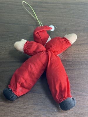 Vintage Santa Cloth Pixie Bendable Christmas Ornament Fuzzy Beard Painted Face - Thumbnail 6