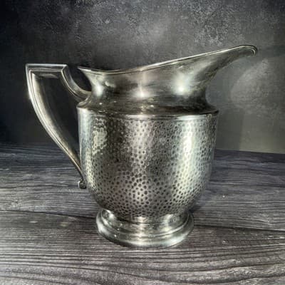 Vintage Empire E.P.N.S. Hammered Silver Plate Pitcher – Antique - Thumbnail 4