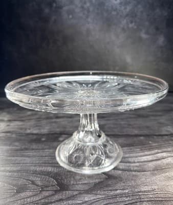 McKee Antique Clear Glass EAPG Isis No. 132 9.25" Cake Stand