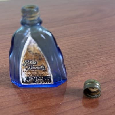 Blue Danube Perfume Vijon 1/4 Fl. Oz Bottle Cobalt Blue 2 1/4 Inch Empty Vintage - Thumbnail 3