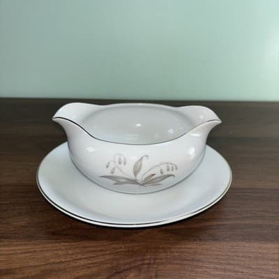 Vintage Kaysons Fine China Golden Rhapsody 1961 Gravy Bowl with Plate - Thumbnail 4