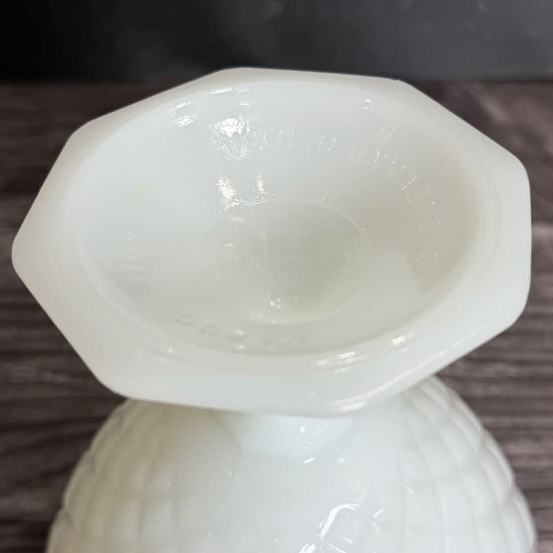 Napco Milk Glass Diamond Pattern Pedestal Compote Candy Dish 1184 - Thumbnail 14