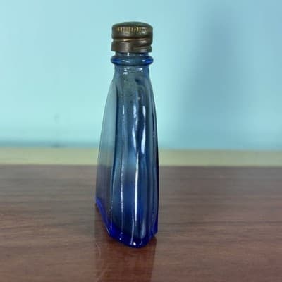 Blue Danube Perfume Vijon 1/4 Fl. Oz Bottle Cobalt Blue 2 1/4 Inch Empty Vintage - Thumbnail 2