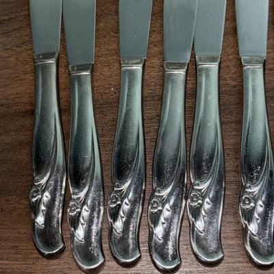 Set Of 8 Butter Knifes International EXQUISITE Silverplate Rogers & Bro 1957 9�� - Thumbnail 2