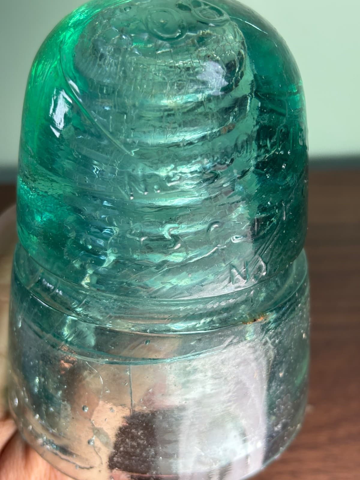 W Brookfield 45 Cliff Street Telegraph Insulator Aqua Blue W Bubbles Beehive