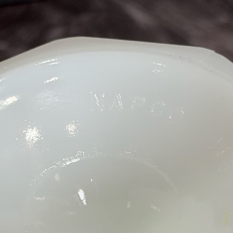 Napco Milk Glass Diamond Pattern Pedestal Compote Candy Dish 1184 - Thumbnail 12