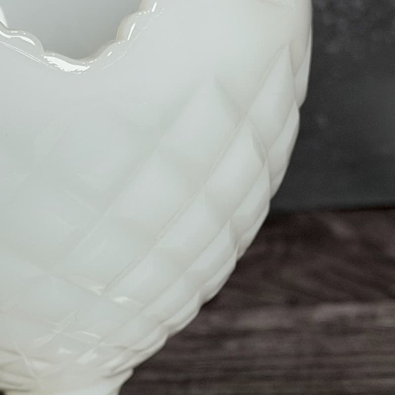 Napco Milk Glass Diamond Pattern Pedestal Compote Candy Dish 1184 - Thumbnail 6