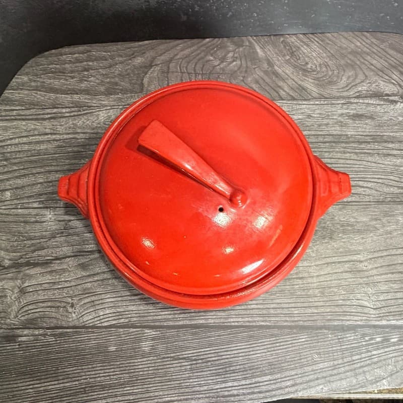 Vintage Hall's Superior Quality Red Sundial Art Deco Covered Casserole Dish - Thumbnail 2