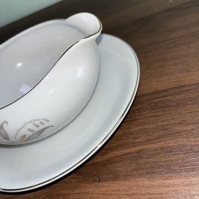 Vintage Kaysons Fine China Golden Rhapsody 1961 Gravy Bowl with Plate - Thumbnail 6