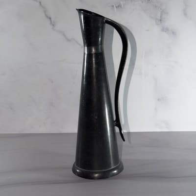 Small Pewter Pitcher Bud Vase Graceful Art Deco Style 7.5” Heavy - Thumbnail 3