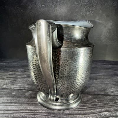 Vintage Empire E.P.N.S. Hammered Silver Plate Pitcher – Antique - Thumbnail 2