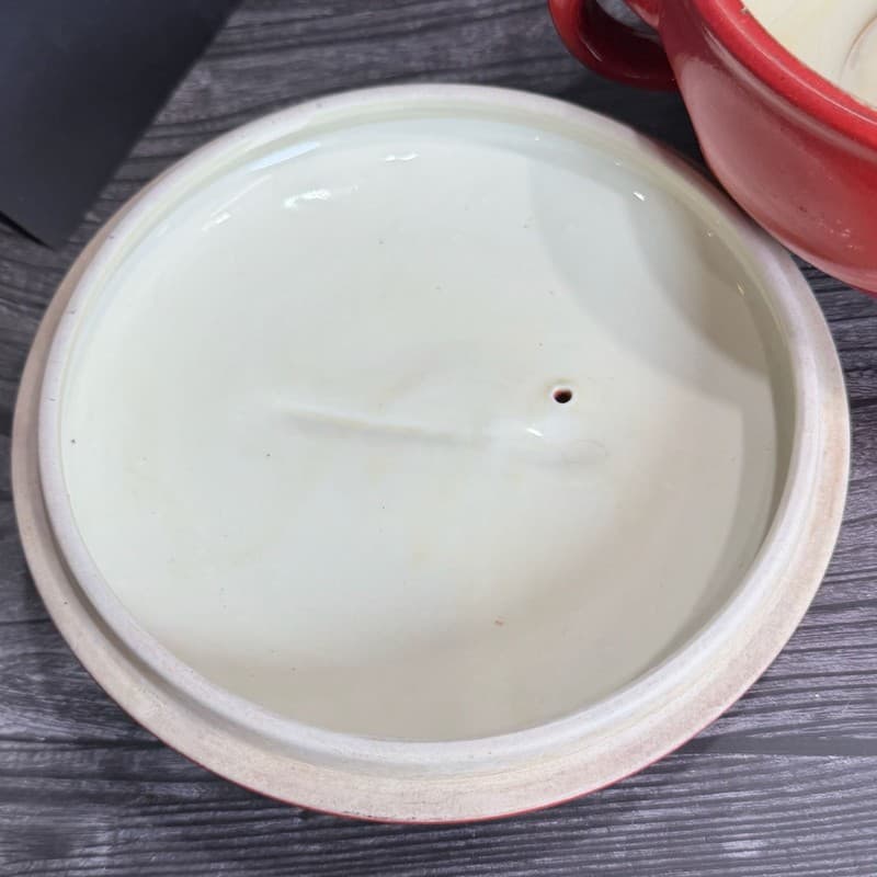 Vintage Hall's Superior Quality Red Sundial Art Deco Covered Casserole Dish - Thumbnail 9
