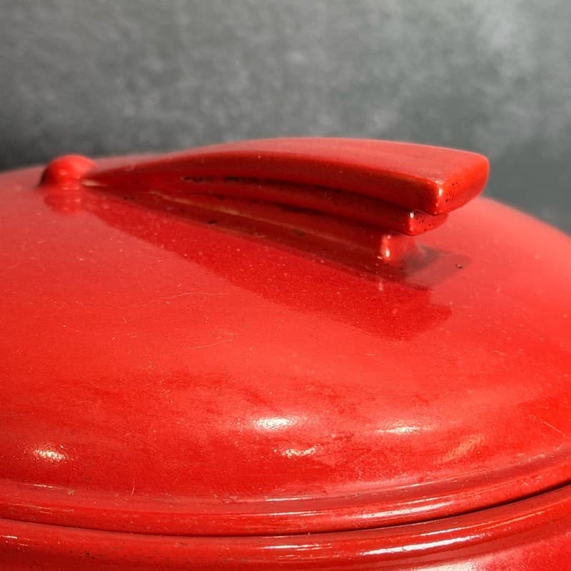 Vintage Hall's Superior Quality Red Sundial Art Deco Covered Casserole Dish - Thumbnail 7