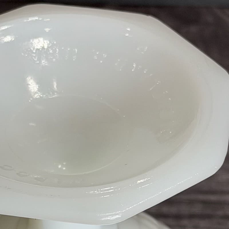 Napco Milk Glass Diamond Pattern Pedestal Compote Candy Dish 1184 - Thumbnail 13