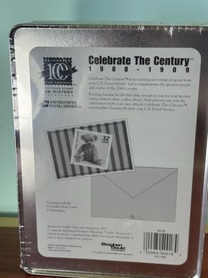 USPS Collectible Stamps Teddy Bear Tin 15 Note Cards Envelopes Factory Sealed - Thumbnail 3